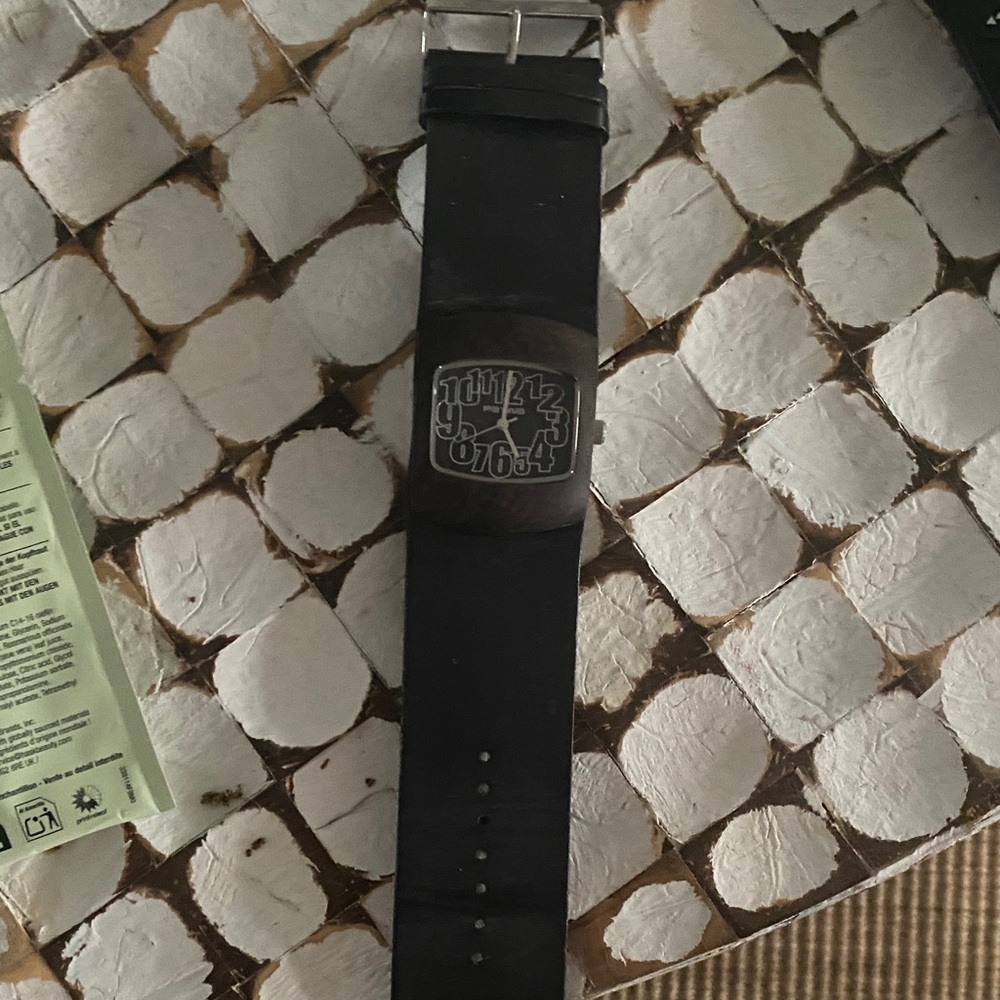 Wood Brown Wide Strap Watch with Large Numeric Dial